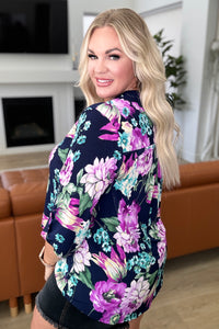 Lizzy Top in Navy & Purple Floral-Tops-Villari Chic, women's online fashion boutique in Severna, Maryland