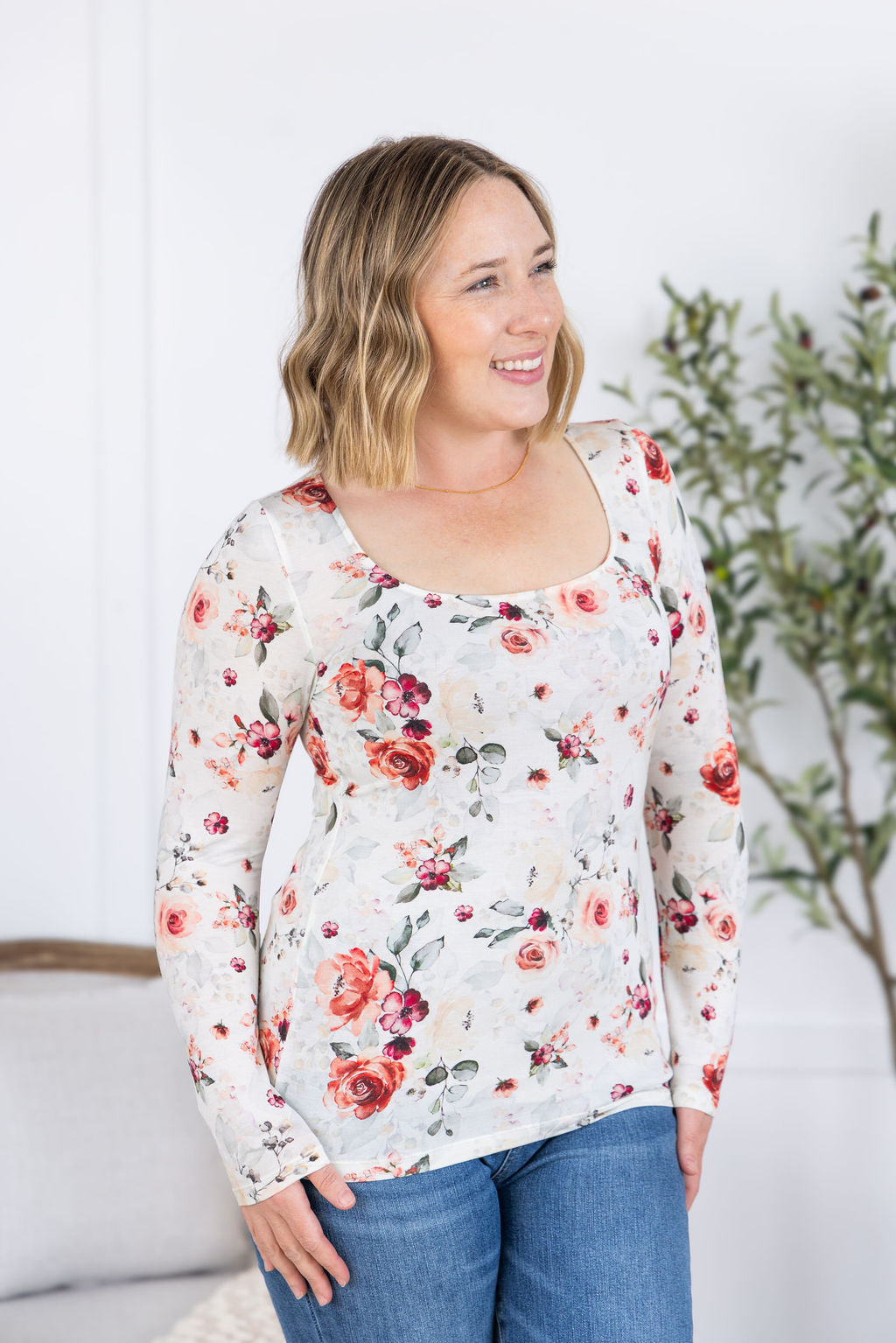 Alyssa Long Sleeve Top - Pink Bloom-Tops-Villari Chic, women's online fashion boutique in Severna, Maryland