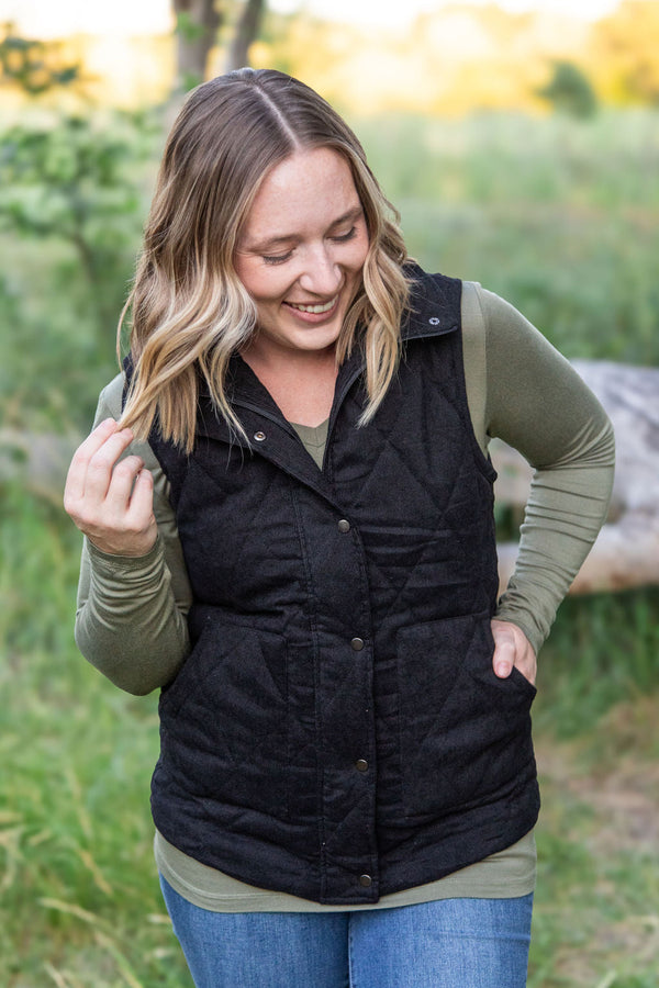 Corduroy Vest - Black-clothing-Villari Chic, women's online fashion boutique in Severna, Maryland