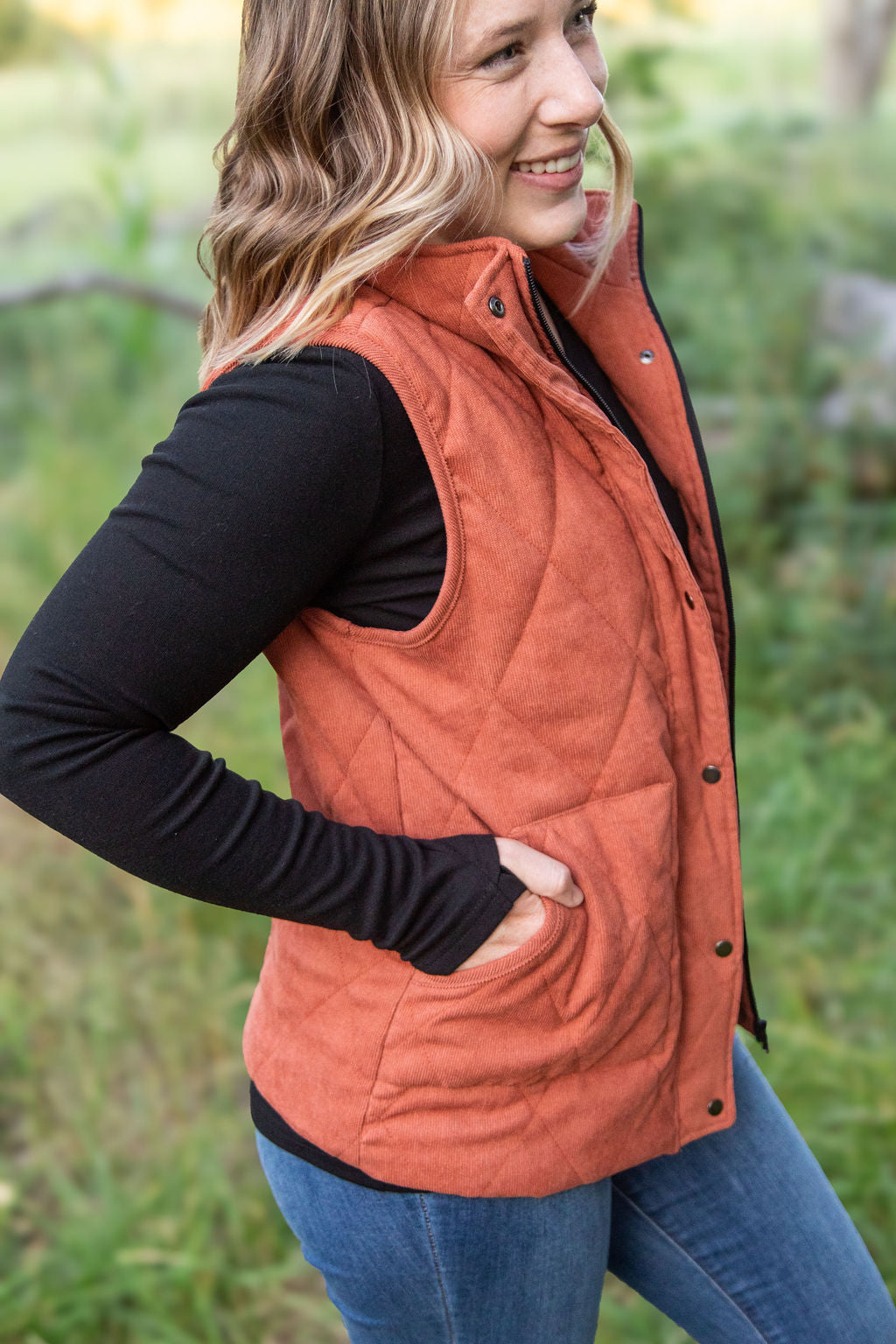 Corduroy Vest - Pumpkin-clothing-Villari Chic, women's online fashion boutique in Severna, Maryland