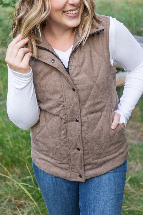 Corduroy Vest - Mocha-clothing-Villari Chic, women's online fashion boutique in Severna, Maryland