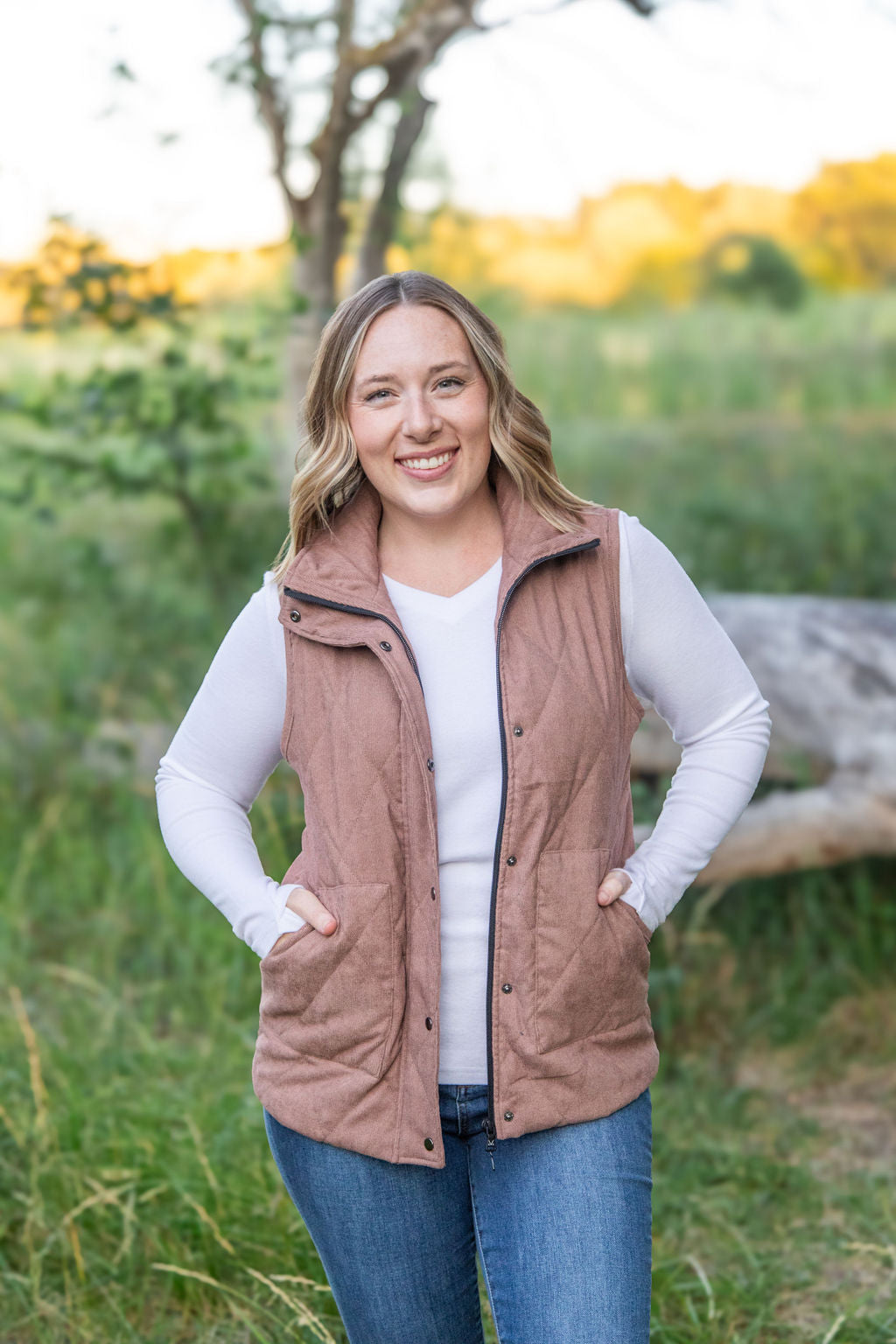 Corduroy Vest - Chestnut-clothing-Villari Chic, women's online fashion boutique in Severna, Maryland