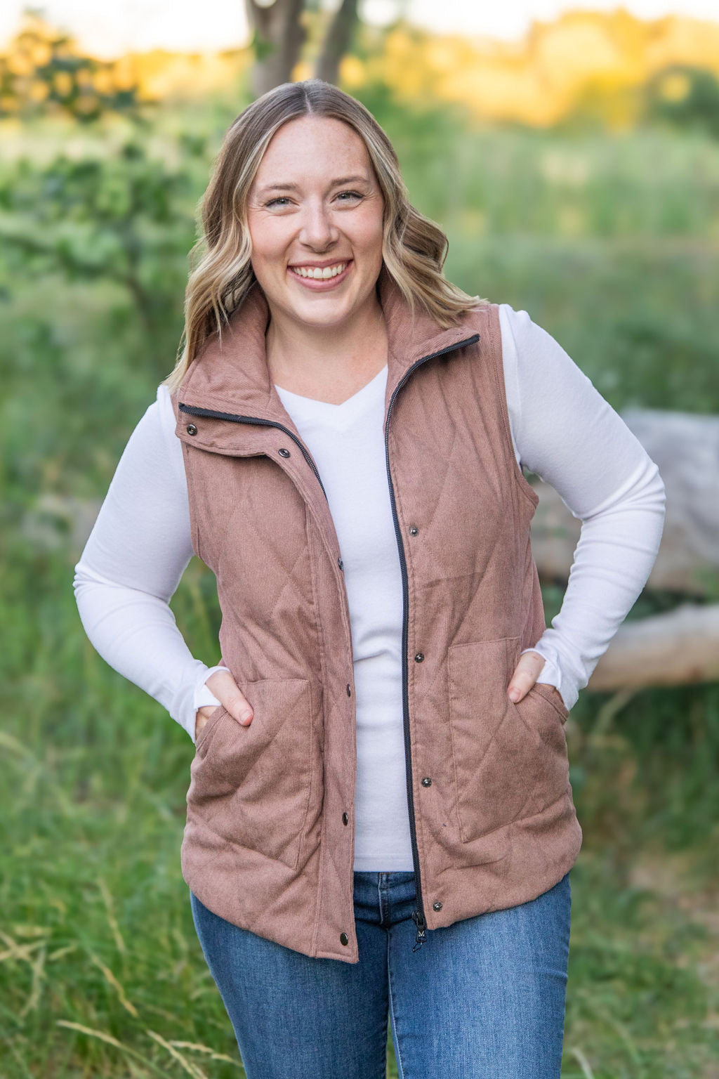 Corduroy Vest - Chestnut-clothing-Villari Chic, women's online fashion boutique in Severna, Maryland