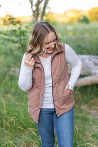 Corduroy Vest - Chestnut-clothing-Villari Chic, women's online fashion boutique in Severna, Maryland