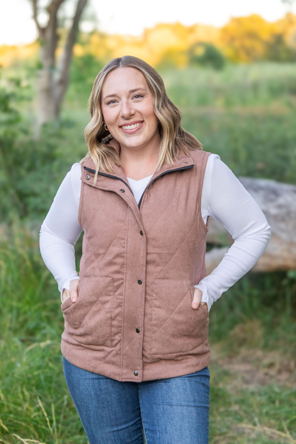 Corduroy Vest - Chestnut-clothing-Villari Chic, women's online fashion boutique in Severna, Maryland