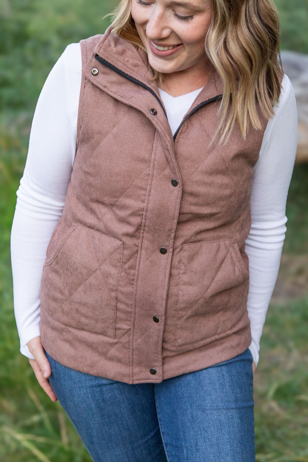 Corduroy Vest - Chestnut-clothing-Villari Chic, women's online fashion boutique in Severna, Maryland