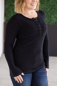 Georgia Long Sleeve Top - Black-Tops-Villari Chic, women's online fashion boutique in Severna, Maryland
