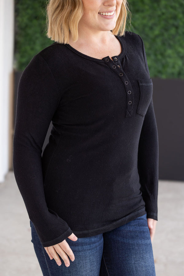 Georgia Long Sleeve Top - Black-Tops-Villari Chic, women's online fashion boutique in Severna, Maryland