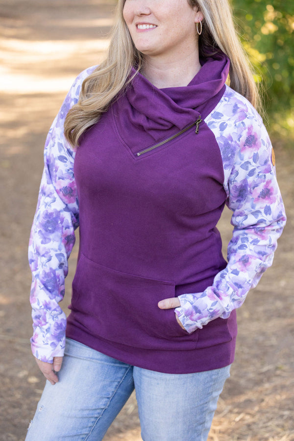 Zoey ZipCowl - Plum and Purple Floral-clothing-Villari Chic, women's online fashion boutique in Severna, Maryland