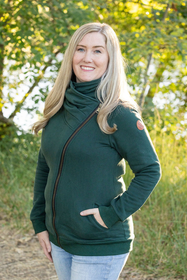 Quinn ZipUp Cowl - Evergreen-Sweatshirt-Villari Chic, women's online fashion boutique in Severna, Maryland