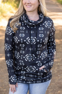 Soft Funnel Neck - Black Geometric-clothing-Villari Chic, women's online fashion boutique in Severna, Maryland