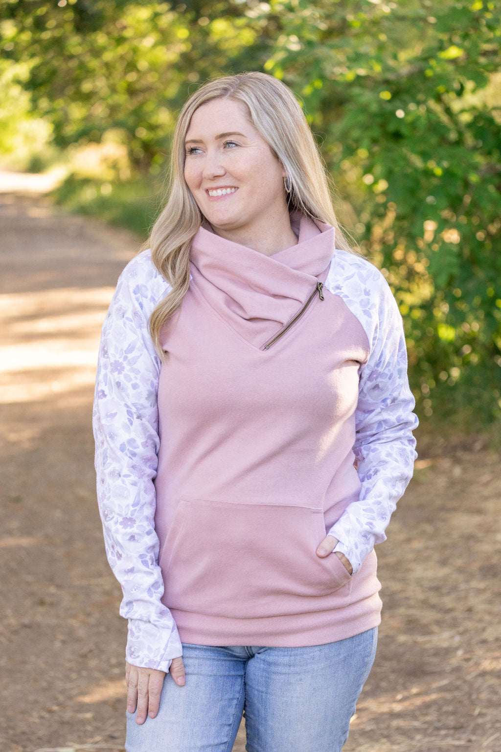 Zoey ZipCowl - Pink and Blush Floral-clothing-Villari Chic, women's online fashion boutique in Severna, Maryland