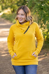 Classic Zoey ZipCowl Sweatshirt - Mustard-Pullover-Villari Chic, women's online fashion boutique in Severna, Maryland