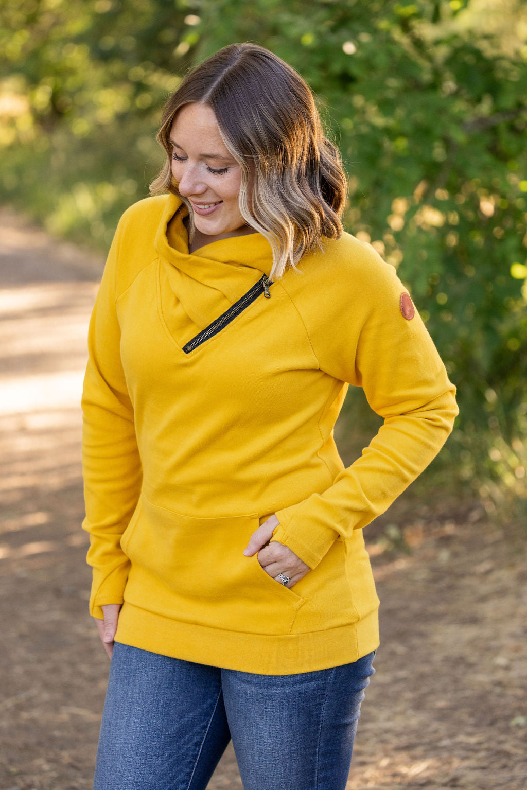 Classic Zoey ZipCowl Sweatshirt - Mustard-Pullover-Villari Chic, women's online fashion boutique in Severna, Maryland