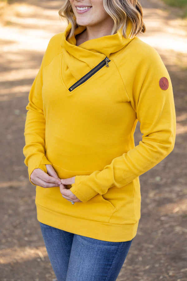 Classic Zoey ZipCowl Sweatshirt - Mustard-Pullover-Villari Chic, women's online fashion boutique in Severna, Maryland