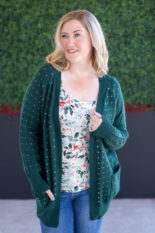 Dalilah Dot Cardigan - Forest Green-Cardigan-Villari Chic, women's online fashion boutique in Severna, Maryland