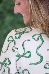 Alyssa Long Sleeve Top - Green Ribbons-Tops-Villari Chic, women's online fashion boutique in Severna, Maryland