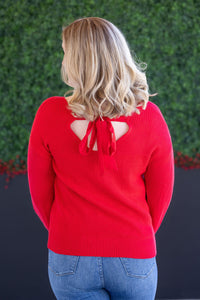 Bethany Bow Knit Sweater - Red-Sweater-Villari Chic, women's online fashion boutique in Severna, Maryland