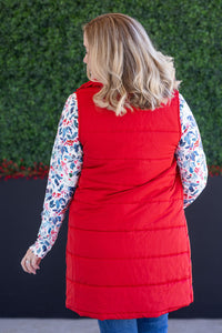 Harlow Long Vest - Red-clothing-Villari Chic, women's online fashion boutique in Severna, Maryland