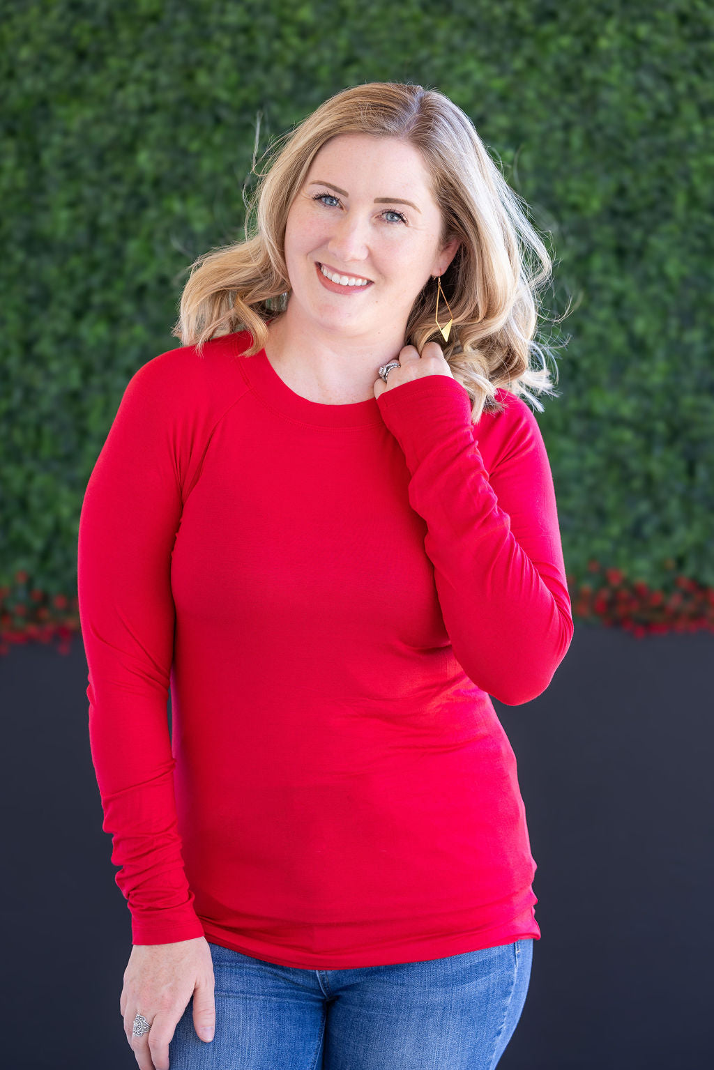 Blair Long Sleeve Top - Red-Tops-Villari Chic, women's online fashion boutique in Severna, Maryland