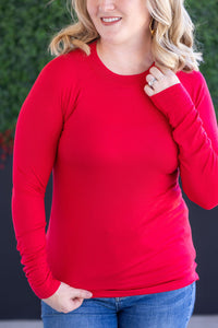 Blair Long Sleeve Top - Red-Tops-Villari Chic, women's online fashion boutique in Severna, Maryland