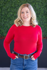 Blair Long Sleeve Top - Red-Tops-Villari Chic, women's online fashion boutique in Severna, Maryland