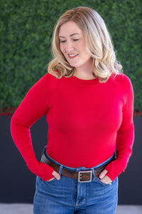 Blair Long Sleeve Top - Red-Tops-Villari Chic, women's online fashion boutique in Severna, Maryland