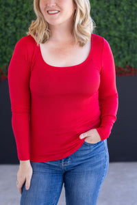Alyssa Long Sleeve Top - Red-Tops-Villari Chic, women's online fashion boutique in Severna, Maryland