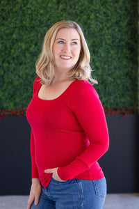 Alyssa Long Sleeve Top - Red-Tops-Villari Chic, women's online fashion boutique in Severna, Maryland