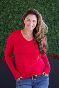 Larissa Long Sleeve - Red-Tops-Villari Chic, women's online fashion boutique in Severna, Maryland