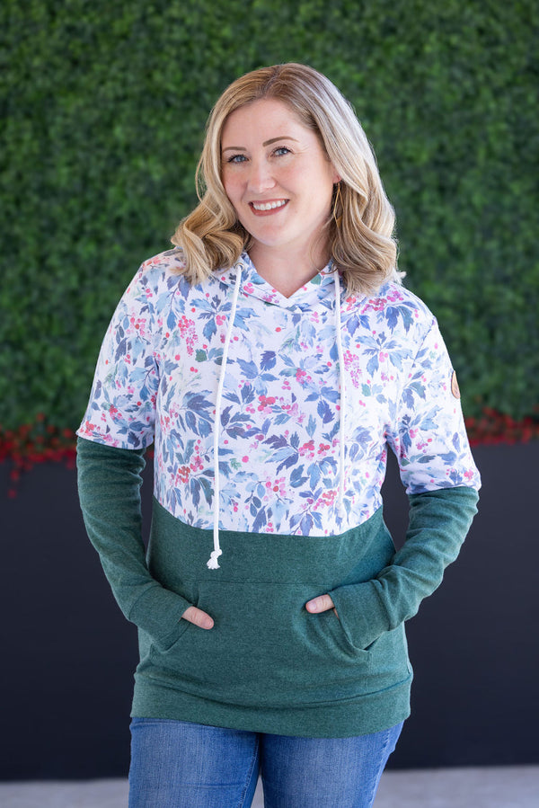 Hailey Pullover Hoodie - Winter Berry and Evergreen-Hoodie-Villari Chic, women's online fashion boutique in Severna, Maryland