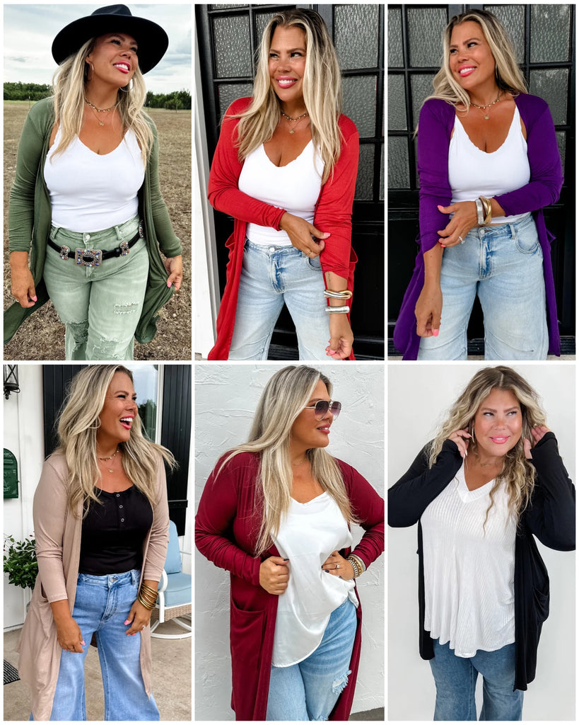 PREORDER: Sierra Lightweight Ribbed Cardigan in Fall Colors - 6 Colors!-Villari Chic, women's online fashion boutique in Severna, Maryland