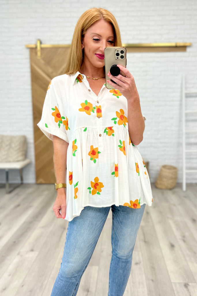 Blissed Out Button-Up Babydoll Tunic-Womens-Villari Chic, women's online fashion boutique in Severna, Maryland