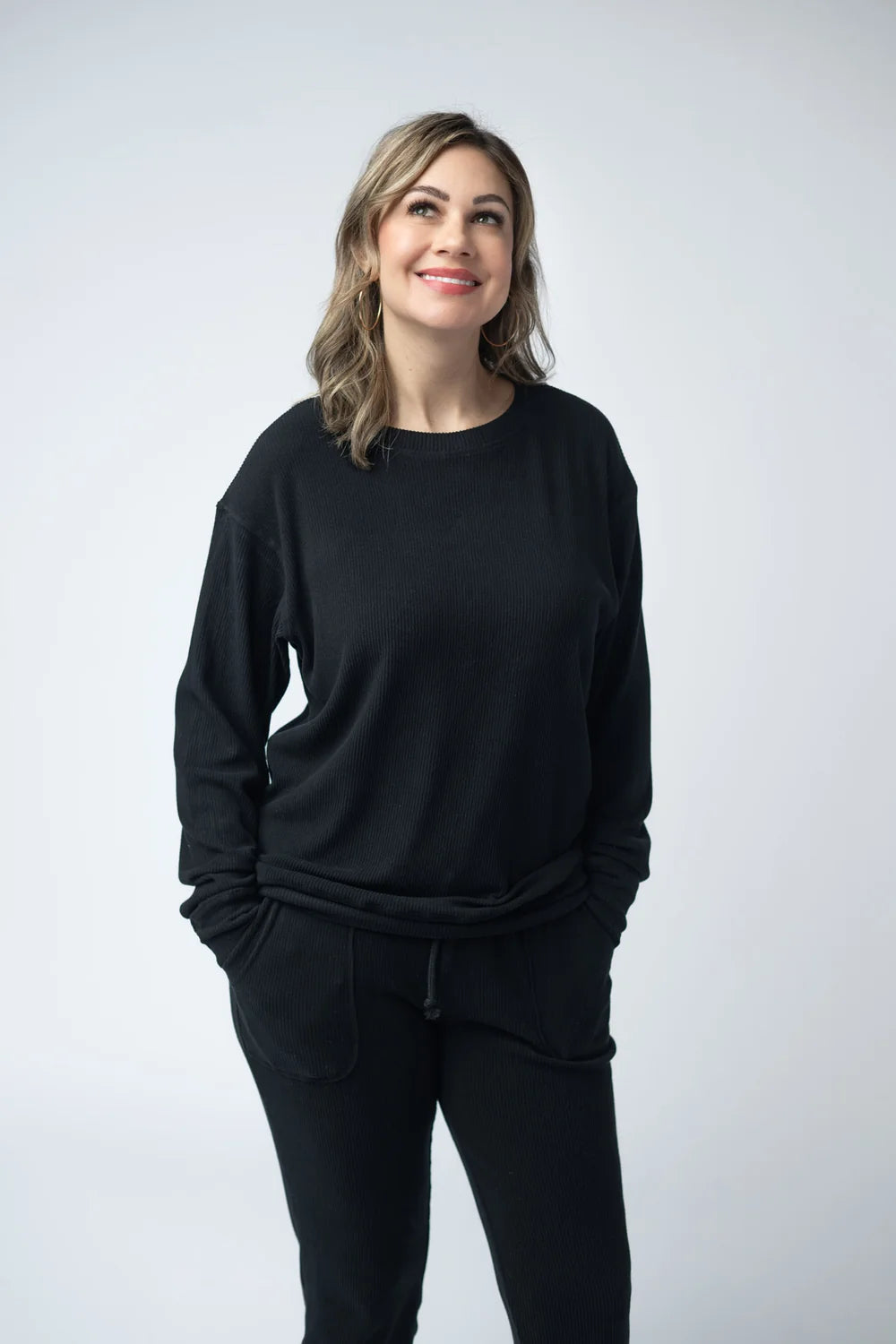 Corrine Ribbed Pullover Top - Black-Pullover-Villari Chic, women's online fashion boutique in Severna, Maryland