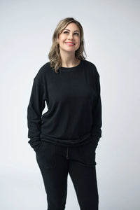 Corrine Ribbed Pullover Top - Black-Pullover-Villari Chic, women's online fashion boutique in Severna, Maryland