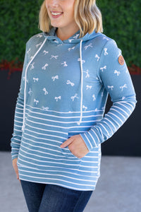 Hailey Pullover Hoodie - Teal Ribbons and Stripes-Hoodie-Villari Chic, women's online fashion boutique in Severna, Maryland