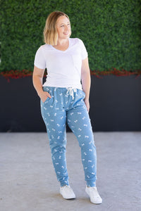 Classic Joggers - Teal Ribbons-bottoms-Villari Chic, women's online fashion boutique in Severna, Maryland
