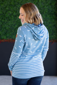 Hailey Pullover Hoodie - Teal Ribbons and Stripes-Hoodie-Villari Chic, women's online fashion boutique in Severna, Maryland