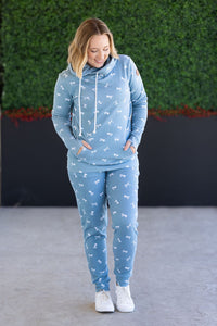 Classic Joggers - Teal Ribbons-bottoms-Villari Chic, women's online fashion boutique in Severna, Maryland