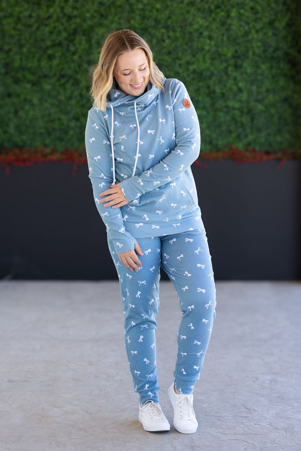 Classic Joggers - Teal Ribbons-bottoms-Villari Chic, women's online fashion boutique in Severna, Maryland