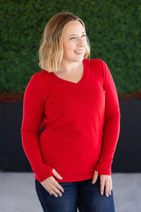 Leah Long Sleeve Top - Red-Tops-Villari Chic, women's online fashion boutique in Severna, Maryland