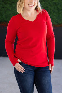 Leah Long Sleeve Top - Red-Tops-Villari Chic, women's online fashion boutique in Severna, Maryland