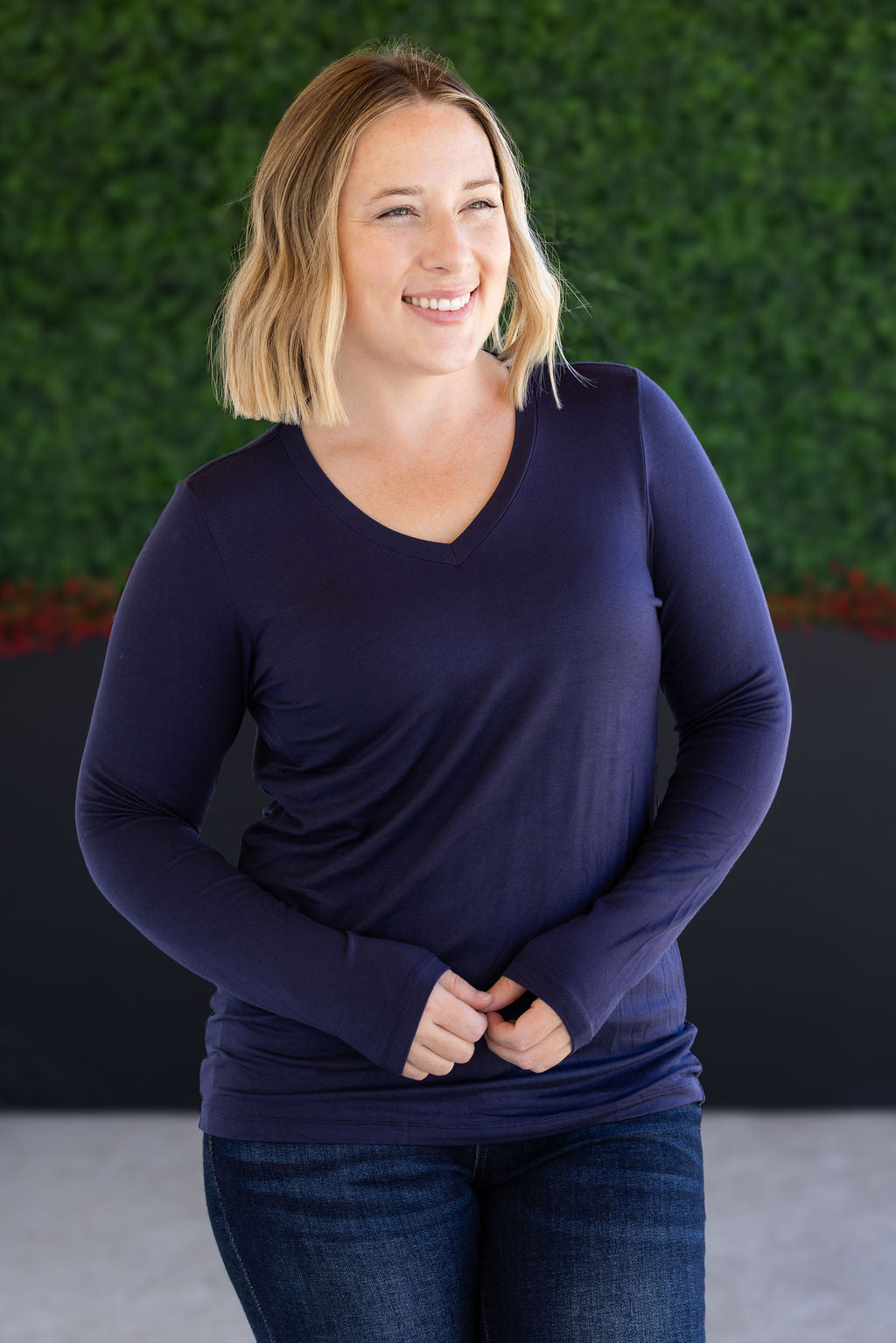 Larissa Long Sleeve - Navy-Tops-Villari Chic, women's online fashion boutique in Severna, Maryland