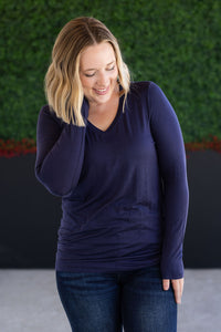Larissa Long Sleeve - Navy-Tops-Villari Chic, women's online fashion boutique in Severna, Maryland