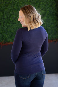 Alyssa Long Sleeve Top - Navy-Tops-Villari Chic, women's online fashion boutique in Severna, Maryland