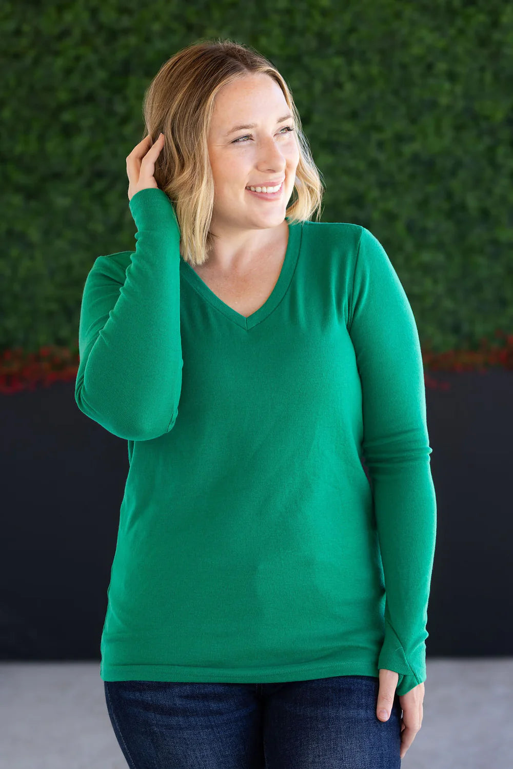 Leah Long Sleeve Top - Green-Tops-Villari Chic, women's online fashion boutique in Severna, Maryland