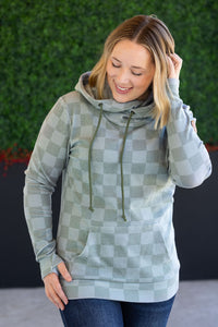 Ashley Hoodie - Olive Checkers-clothing-Villari Chic, women's online fashion boutique in Severna, Maryland