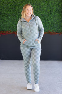 Classic Joggers - Olive Checkers-bottoms-Villari Chic, women's online fashion boutique in Severna, Maryland
