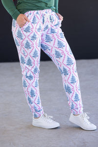 Classic Joggers - Candy Cane Lane-bottoms-Villari Chic, women's online fashion boutique in Severna, Maryland