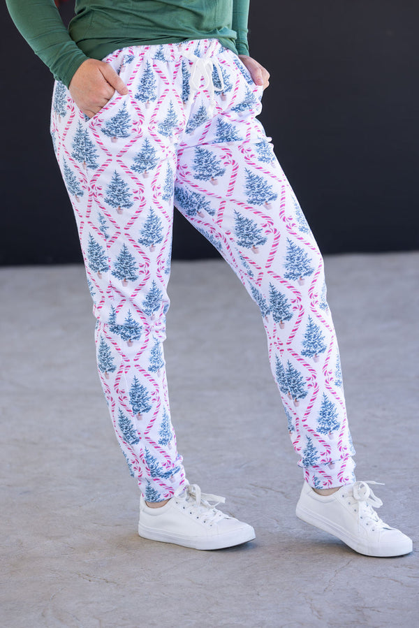 Classic Joggers - Candy Cane Lane-bottoms-Villari Chic, women's online fashion boutique in Severna, Maryland